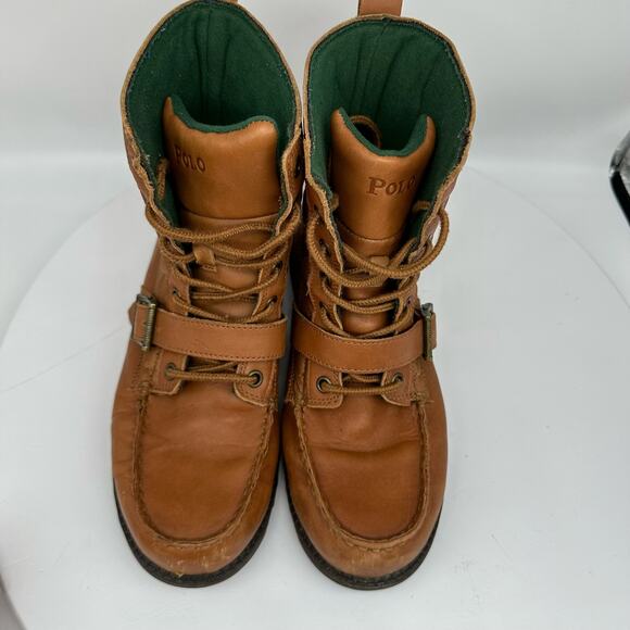 Polo By Ralph Lauren Ranger Tumbled Leather and Quilted Brown Ankle Boot Mens 6 - Picture 3 of 16